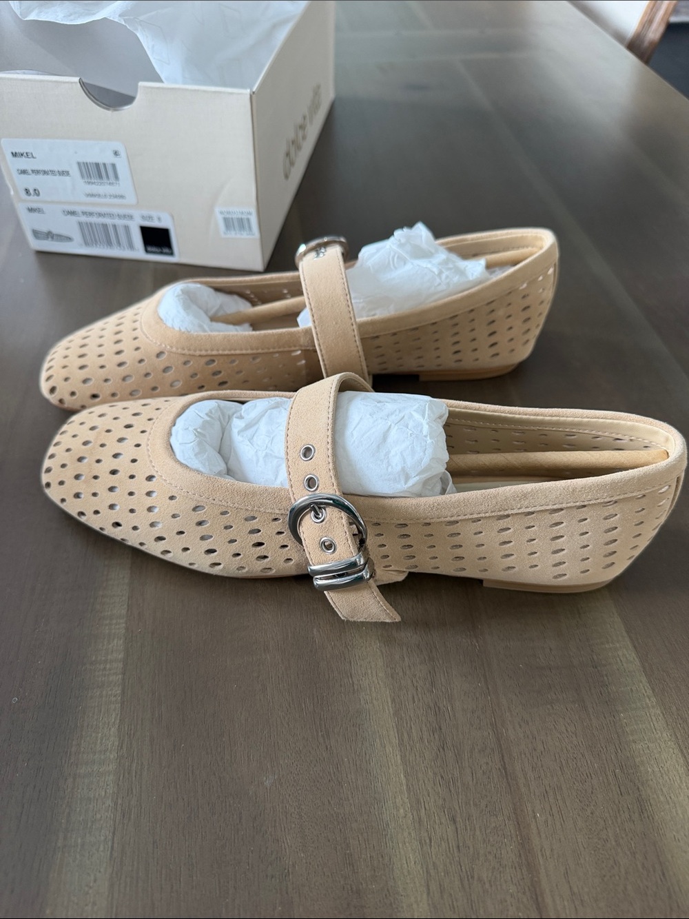 Dolce Vita Tan Perforated Mary Jane Flats with Buckle - Picture 4 of 4